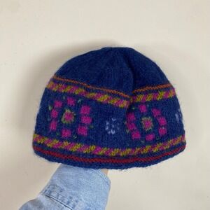 Lost Horizons Knit Wool Hat Fleece Lined Beanie Nepal Made Fair Isle Winter Boho